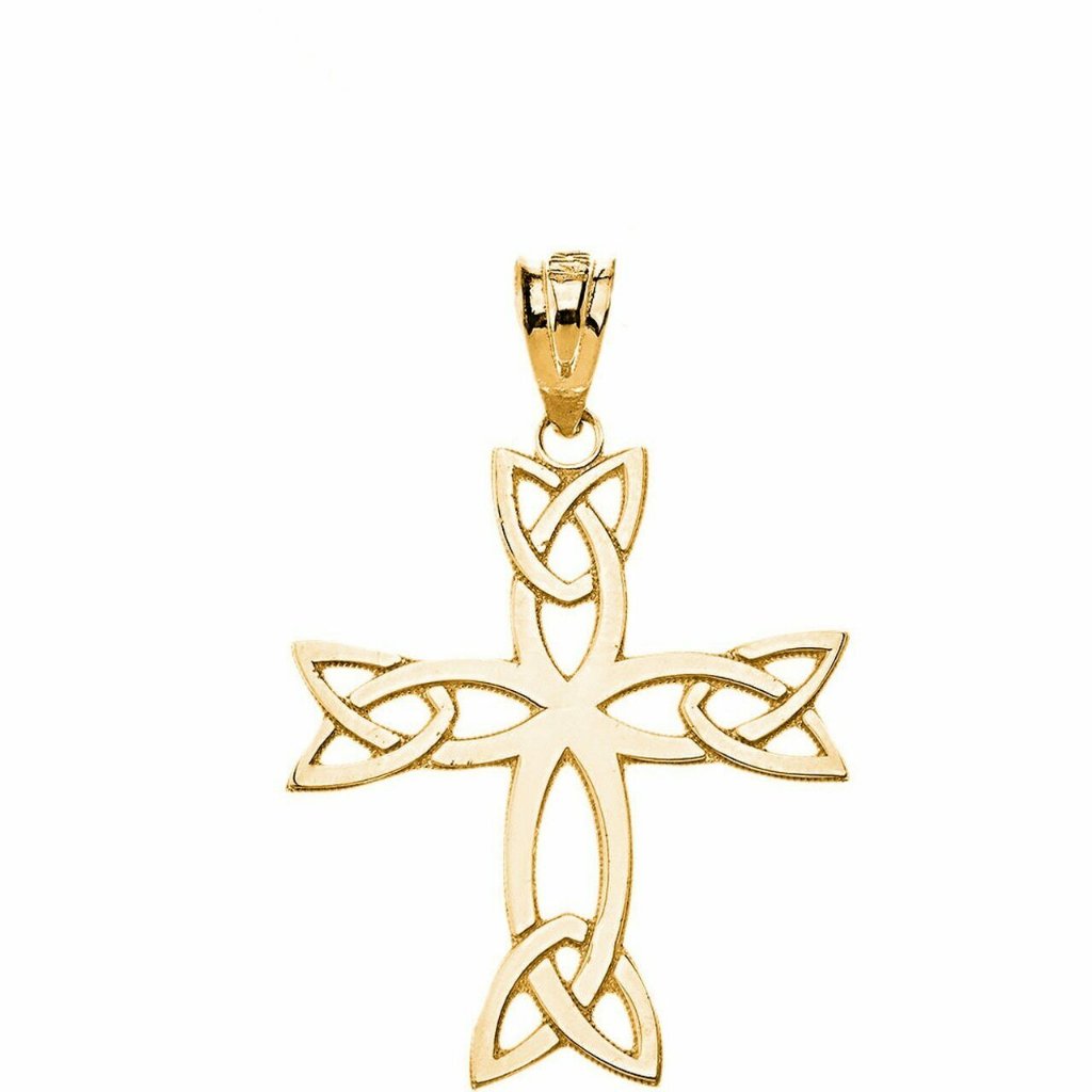 10k Solid Gold Celtic Trinity Cross Pendant 226$